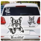 Preview: Französische Bulldogge Stinkefinger lustig Wunschtext Autoaufkleber Auto Aufkleber Sticker Pfoten A4302